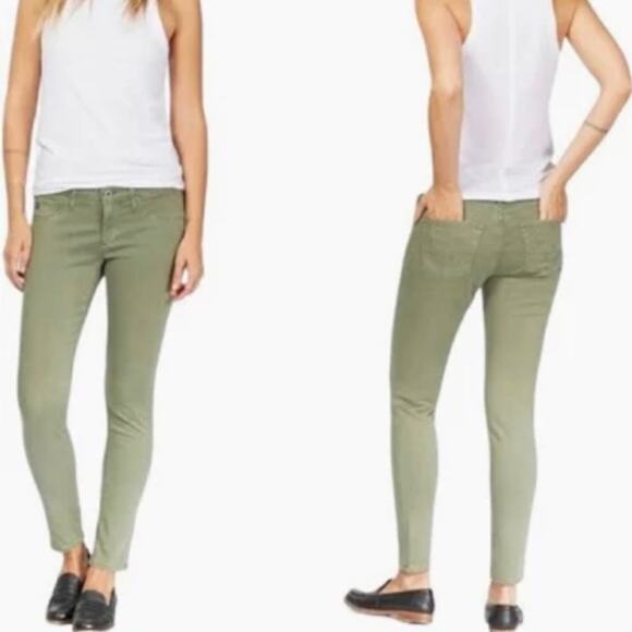 AG Adriano Goldschmied Chino Women sz.‎ 26R Sage Green Stevie Ankle Preppy Jeans - Picture 1 of 13